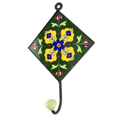 Yellow Floral Ceramic Tile Hook Online